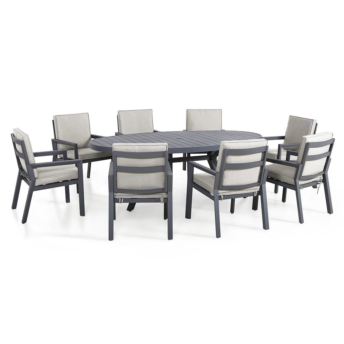 New York 8 Seat Oval Aluminium Dining Set - Dove Grey5